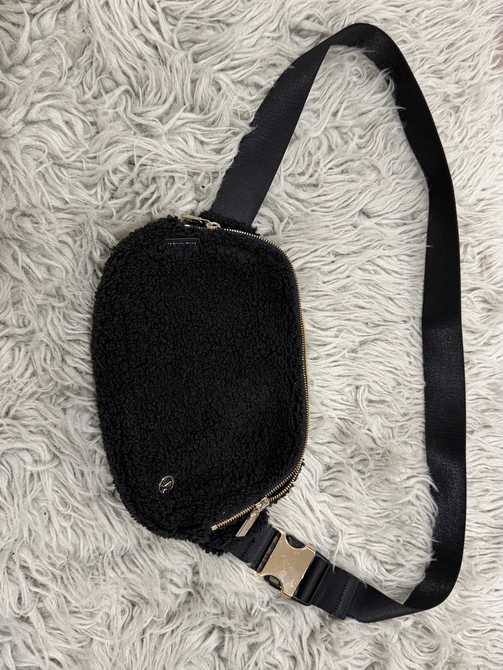 lululemon athletica Black Sherpa Crossbody with Gold Hardware